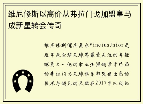 维尼修斯以高价从弗拉门戈加盟皇马成新星转会传奇 维尼修斯以高价从弗拉门戈加盟皇马成新星转会传奇